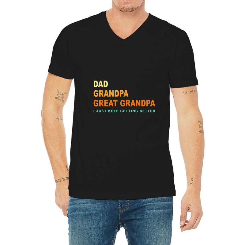 Mens Fathers Day Gift From Grandkids Dad Grandpa Great Grandpa V-Neck Tee by deluxebed | Artistshot