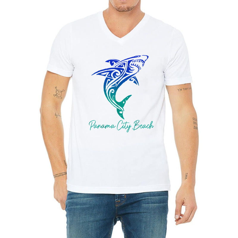 Panama City Beach Fl Shark Scuba Diving Surfer Florida Surf V-Neck Tee by kurniawanm | Artistshot