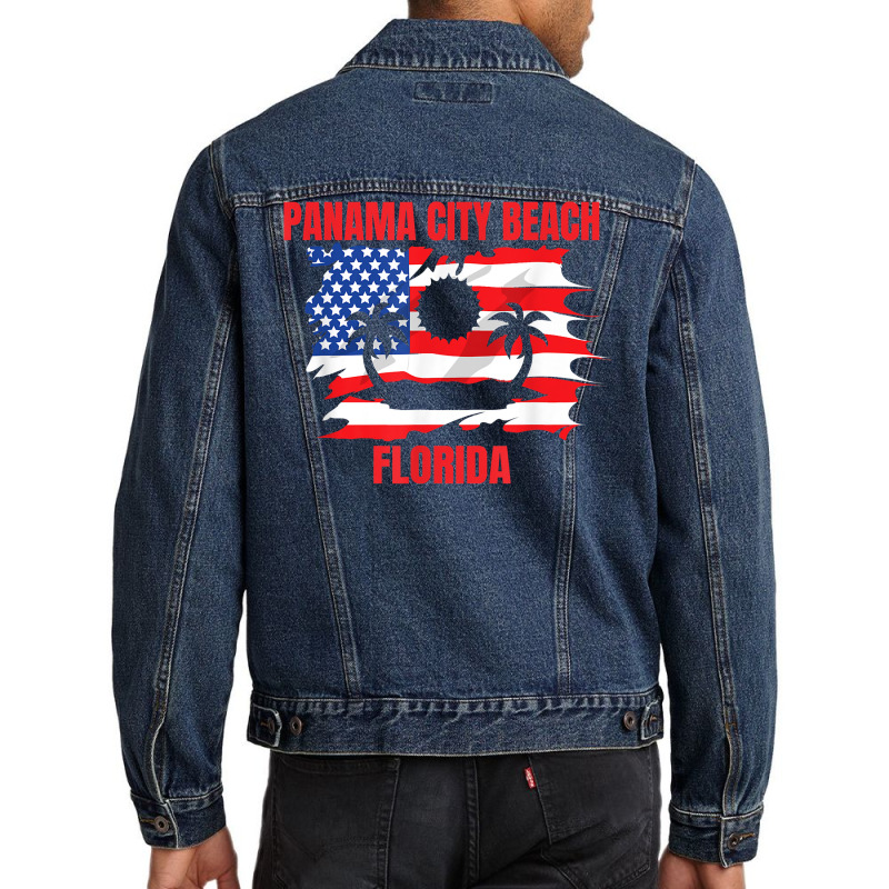 Panama City Beach American Flag T Shirt Men Denim Jacket by heartlytreleven | Artistshot