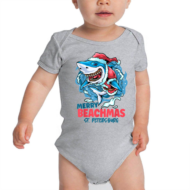 St. Petersburg Florida Merry Beachmas Christmas Shark Santa T Shirt Baby Bodysuit by gillanbepicaia | Artistshot