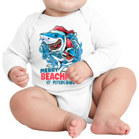 St. Petersburg Florida Merry Beachmas Christmas Shark Santa T Shirt Long Sleeve Baby Bodysuit | Artistshot