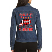 Football This Is My Christmas Pajama American Football Sports Lover 38 Ladies Denim Jacket | Artistshot