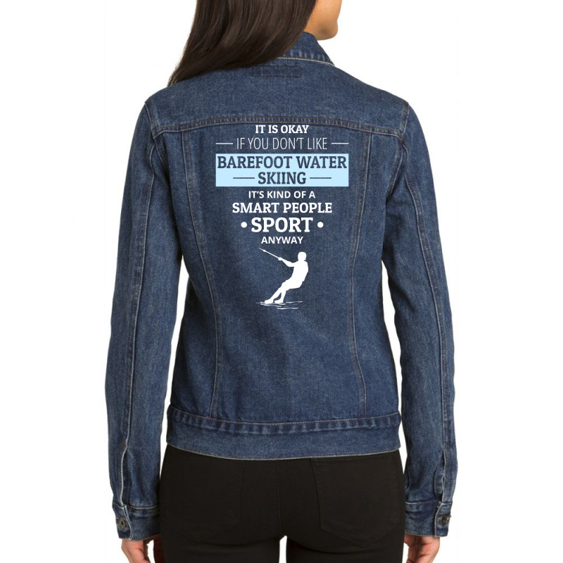 Barefoot Skiing Water Sport Motorboat Ladies Denim Jacket by Tasteful Tees | Artistshot