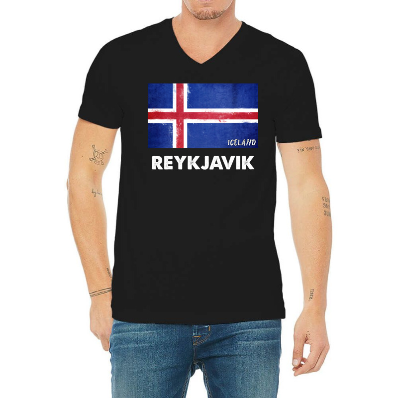 Reykjavik Iceland Flag Shirt  Reykjavik Long Sleeve T Shirt V-Neck Tee by erinlorrai | Artistshot