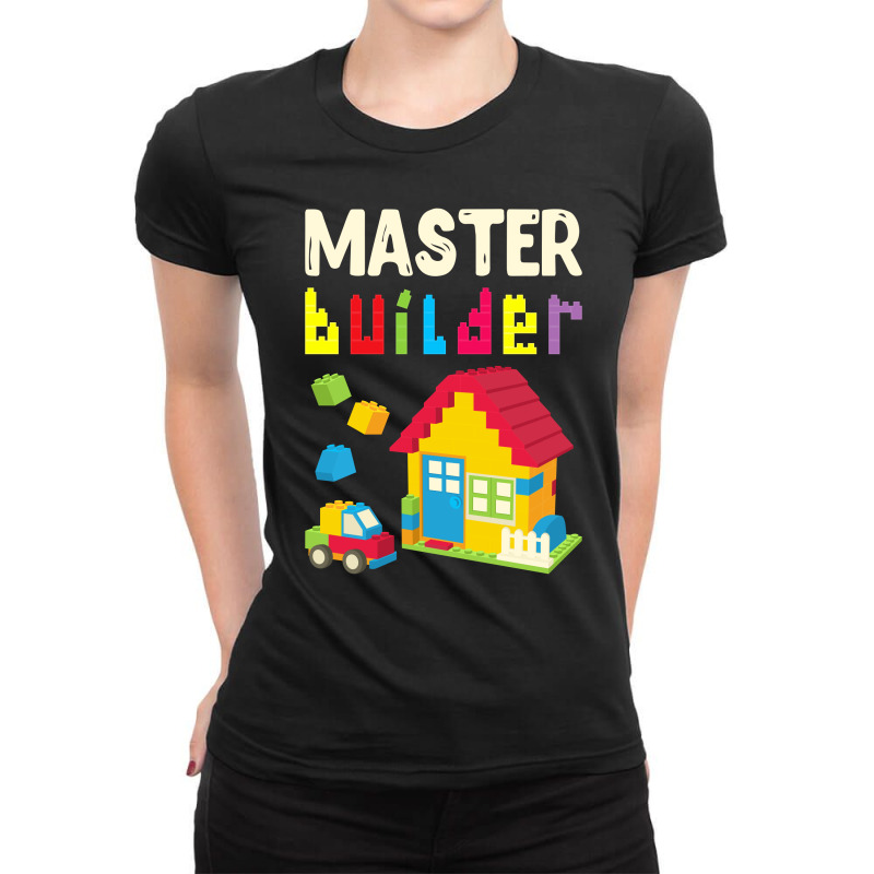 Cool Master Builder Funny Building Blocks Gift Men Women Ladies Fitted T-Shirt by CarambaArt | Artistshot