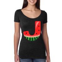 Letter J Capital Alphabet Initial Name Letter J Watermelon T Shirt Women's Triblend Scoop T-shirt | Artistshot