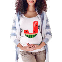 Letter J Capital Alphabet Initial Name Letter J Watermelon T Shirt Maternity Scoop Neck T-shirt | Artistshot