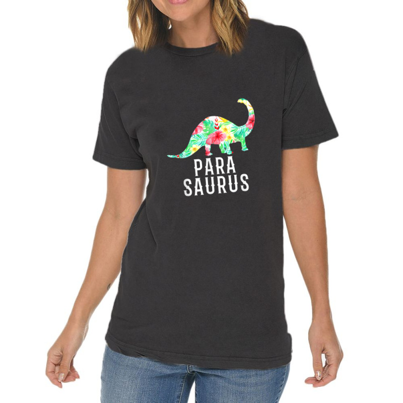 Parasaurus Paraprofessional Funny Dinosaur Floral Vintage T-shirt | Artistshot