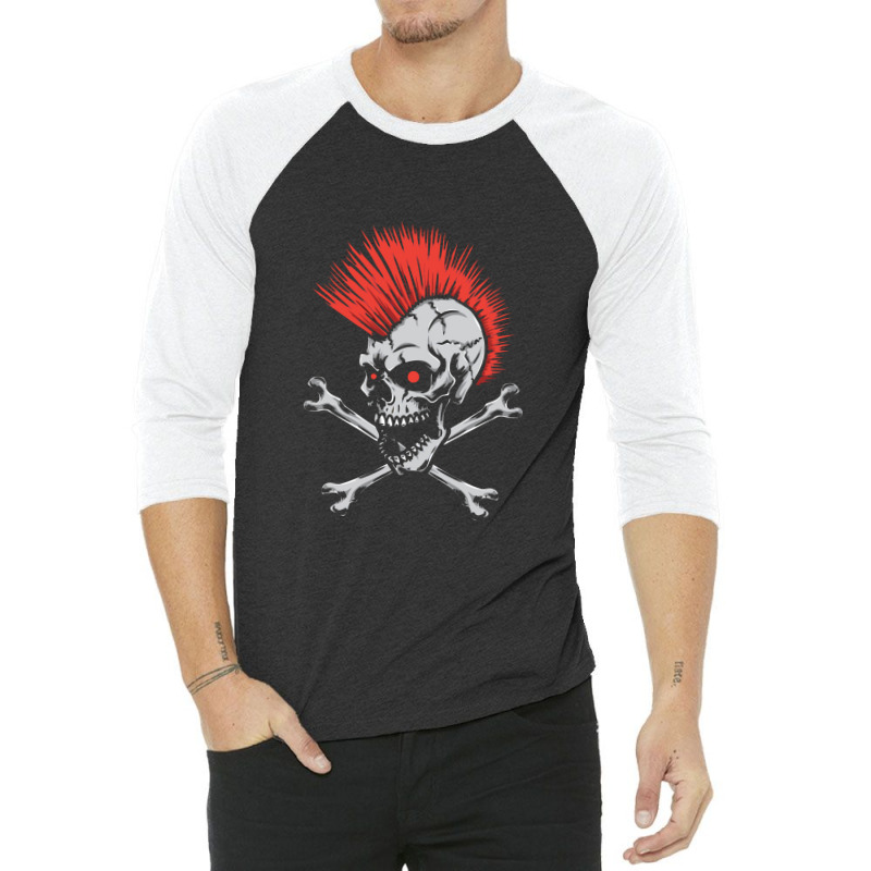 Punk Skull 3/4 Sleeve Shirt | Artistshot