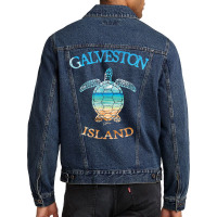 Jcombs Galveston Island, Tx, Sea Turtle And Beach T Shirt Men Denim Jacket | Artistshot