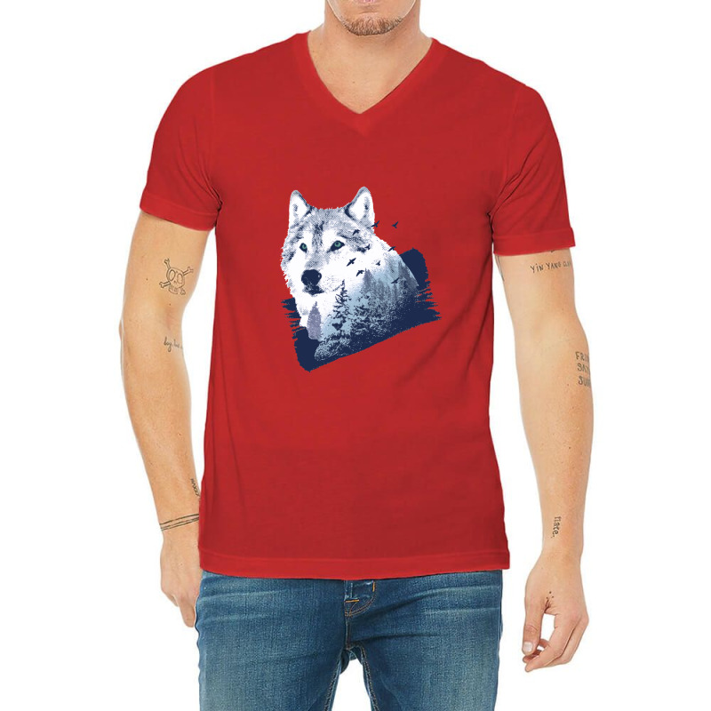 Wolf Forest V-Neck Tee by wulanguritnoo | Artistshot