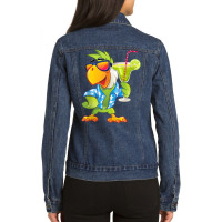 Parrots Drinking Margarita Hawaiian Birds Funny Family Cute Tank Top Ladies Denim Jacket | Artistshot