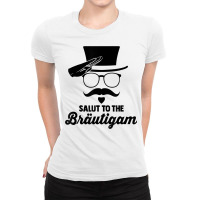 Mens Cool Bachelor Party And Crew Salute Groom T Shirt Ladies Fitted T-shirt | Artistshot