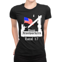 Union Ironworkers Local 17 American Flag Cleveland Ohio T Shirt Ladies Fitted T-shirt | Artistshot