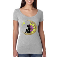 Womens Stargazing Fairy Lotus Flower Moon T Shirt Women's Triblend Scoop T-shirt | Artistshot