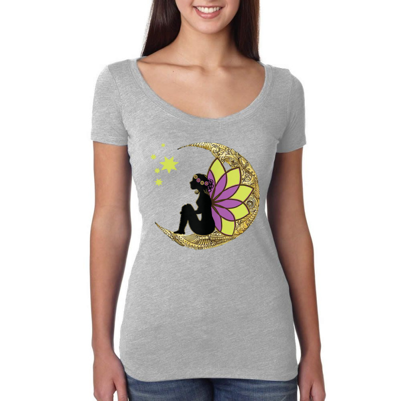 Womens Stargazing Fairy Lotus Flower Moon T Shirt Women's Triblend Scoop T-shirt by emly9i8u7y6y5t | Artistshot