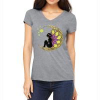 Womens Stargazing Fairy Lotus Flower Moon T Shirt Women's V-neck T-shirt | Artistshot