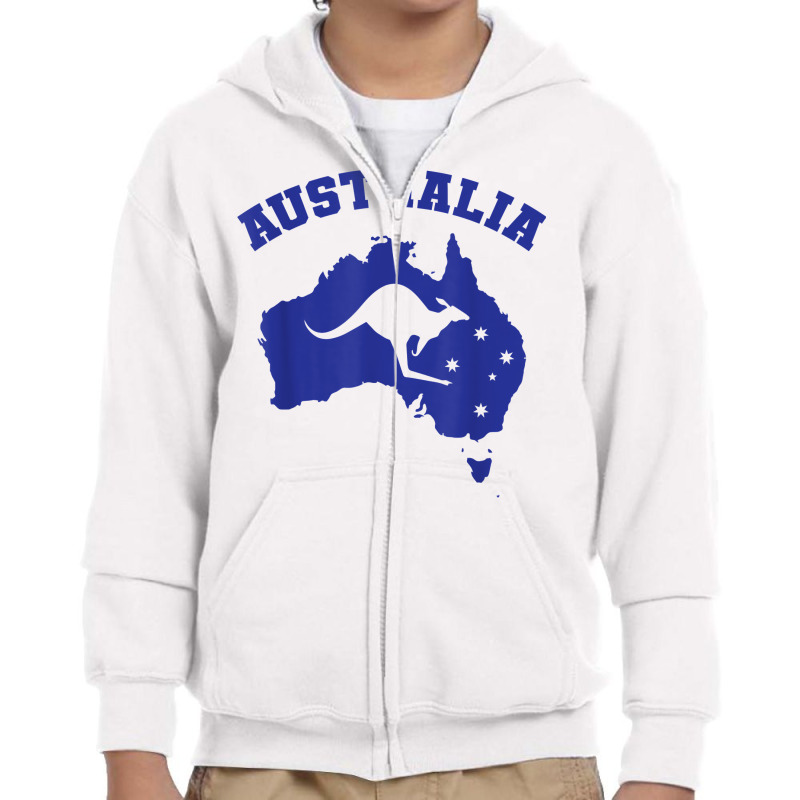 Australia With Kangaroo And Map T Shirt Youth Zipper Hoodie by gillanbepicaia | Artistshot