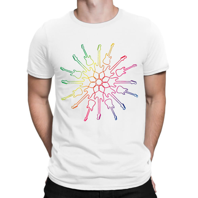 Colored Kaleidoscope Pattern Electric Guitar Gift T-Shirt by anneevans358 | Artistshot