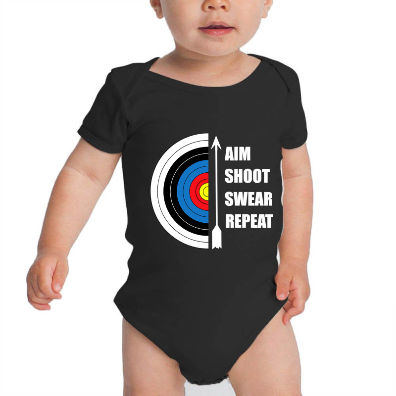 Archery Aim Shoot Swear Repeat Target Arrow Funny T Shirt Baby Bodysuit | Artistshot