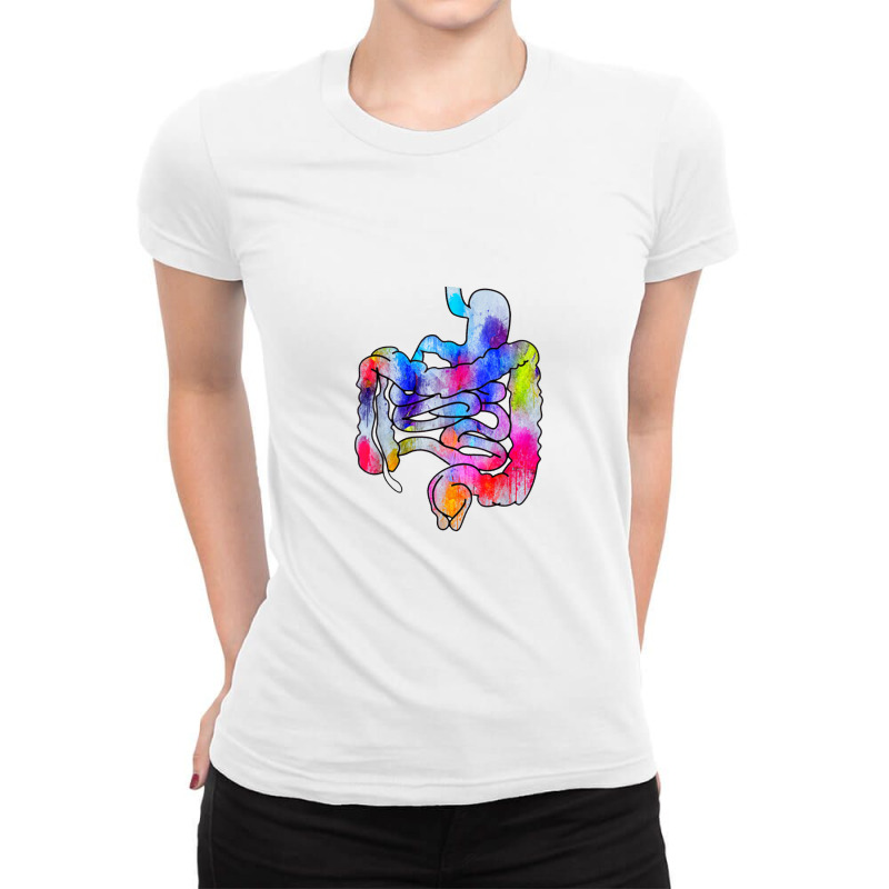 Digestive Digestive System Gastrointestinal Tract Watercolor Art Gifts Ladies Fitted T-Shirt by matiroso | Artistshot