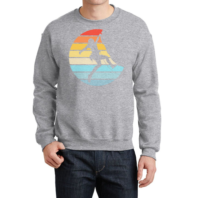 Bouldering T  Shirt Bouldering Silhouette On A Distressed Retro Sunset Crewneck Sweatshirt | Artistshot