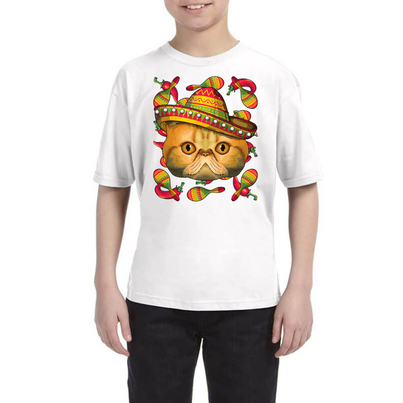 Cinco De Mayo Exotic Shorthair Sombrero Mexican Cat Fiesta T Shirt Youth Tee by HUUY | Artistshot