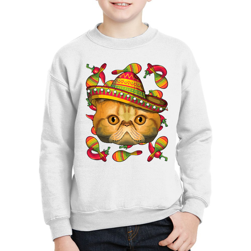 Cinco De Mayo Exotic Shorthair Sombrero Mexican Cat Fiesta T Shirt Youth Sweatshirt by HUUY | Artistshot