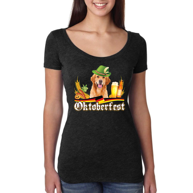 Golden Retriever Goldie Dog Beer Oktoberfest Prost Beer Festival 339 R Women's Triblend Scoop T-shirt by pester | Artistshot