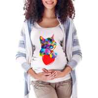 Cute Cat Gift For Kitten Lovers Colorful Art Kitty Adoption T Shirt Maternity Scoop Neck T-shirt | Artistshot