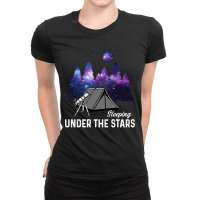 Camp Camping Sleeping Under The Star 17 Camp Camper Ladies Fitted T-shirt | Artistshot