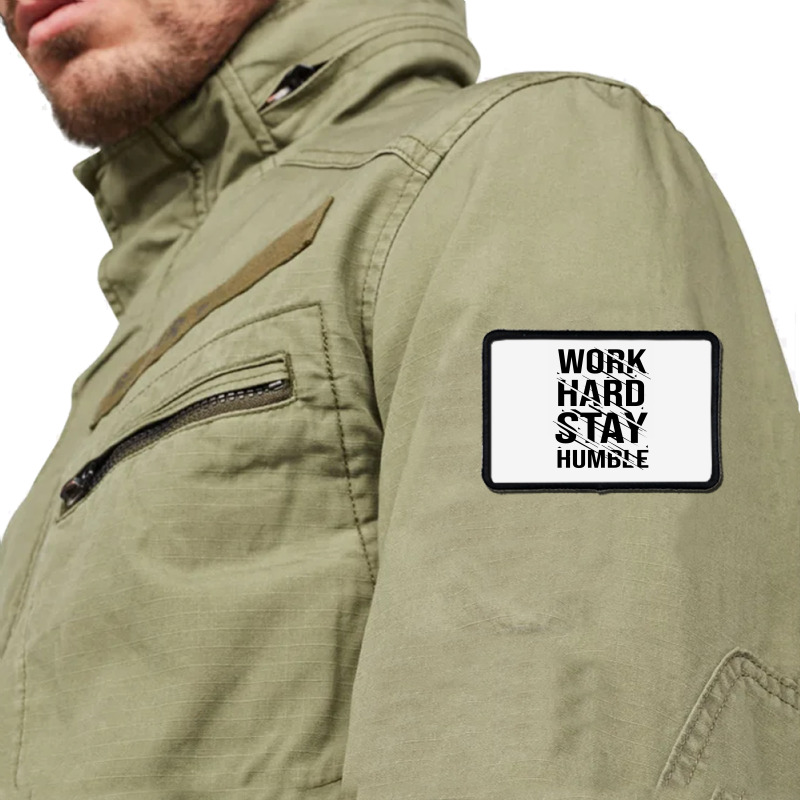 Work Hard Stay Humble Typography Rectangle Patch | Artistshot