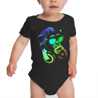 Monkey Chimp With Sunglasses And Headphones T Shirt Baby Bodysuit | Artistshot