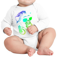 Monkey Chimp With Sunglasses And Headphones T Shirt Long Sleeve Baby Bodysuit | Artistshot