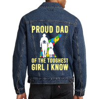 Autism Proud Dad Of The Toughest Girl Daddy Shirt Autism Dad T Shirt Men Denim Jacket | Artistshot