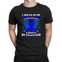 I Wear Blue Memory Godmother Colon Cancer Awareness Ribbon T-shirt | Artistshot