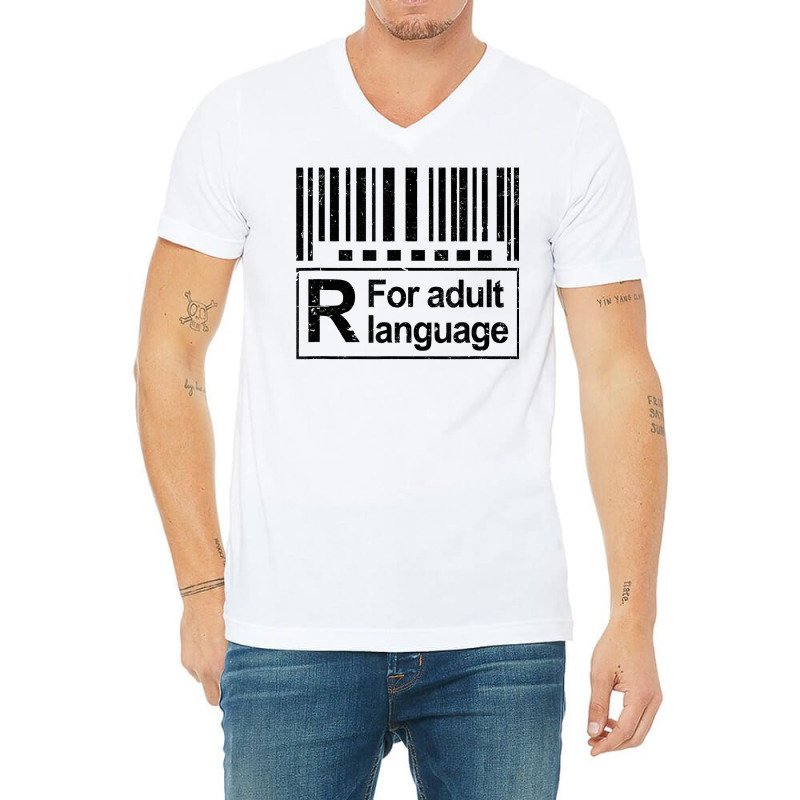 Barcode Sign R For Adult Language Warning Label Sign T Shirt V-Neck Tee by vazwttopperve | Artistshot