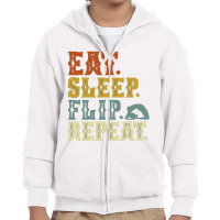 Eat Sleep Flip Repeat Youth Zipper Hoodie | Artistshot