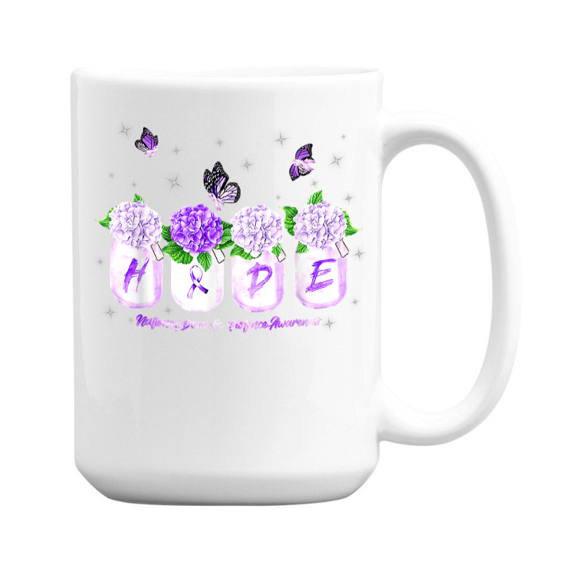 Hope Hydrangea Flower Butterfly Domestic Violence Awareness T Shirt 15 Oz Coffee Mug | Artistshot