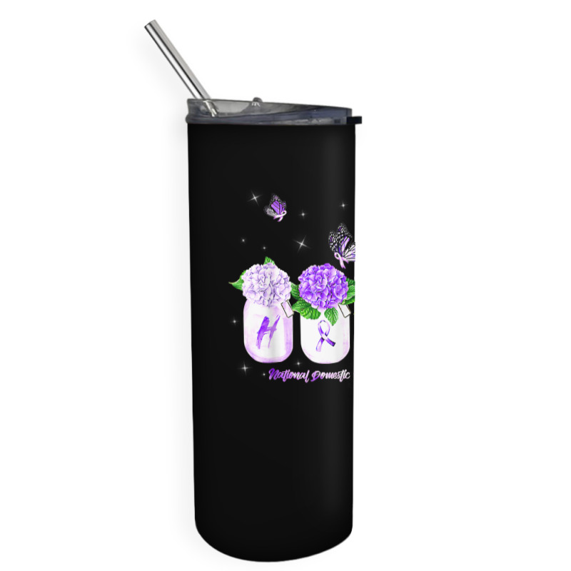 Hope Hydrangea Flower Butterfly Domestic Violence Awareness T Shirt Skinny Tumbler | Artistshot