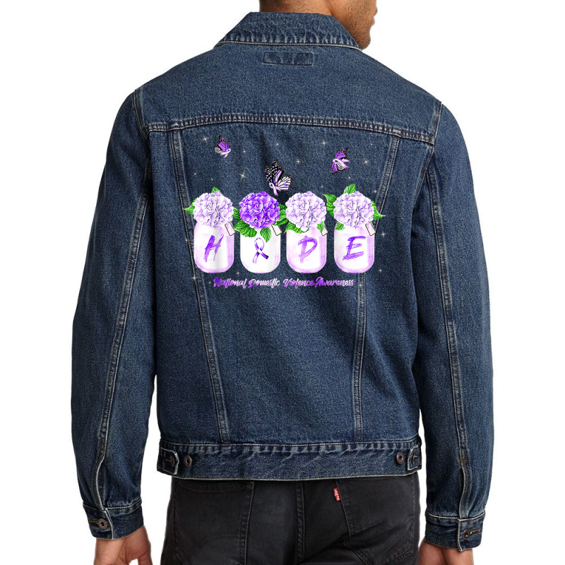 Hope Hydrangea Flower Butterfly Domestic Violence Awareness T Shirt Men Denim Jacket | Artistshot