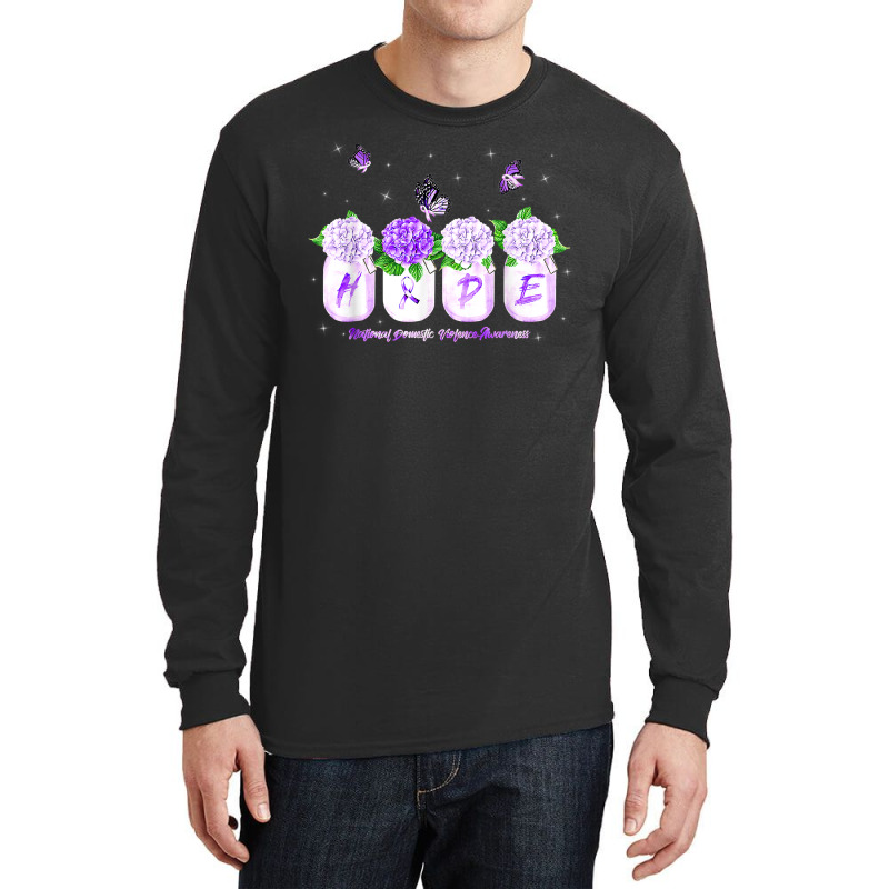 Hope Hydrangea Flower Butterfly Domestic Violence Awareness T Shirt Long Sleeve Shirts | Artistshot