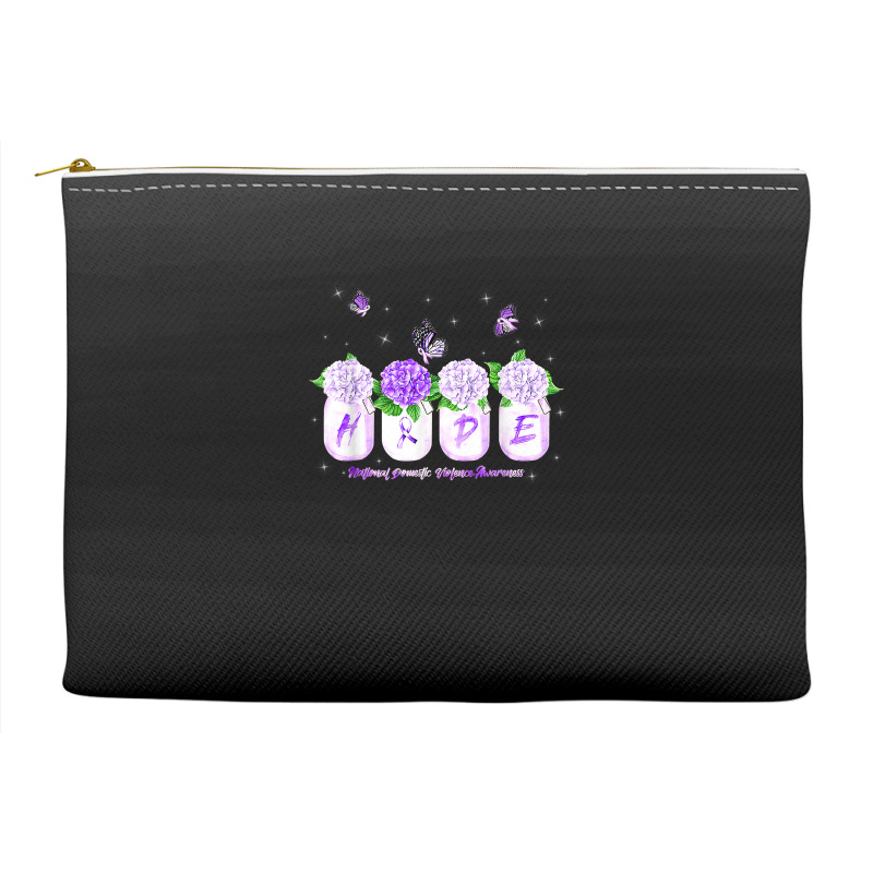 Hope Hydrangea Flower Butterfly Domestic Violence Awareness T Shirt Accessory Pouches | Artistshot