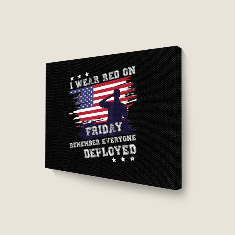 I Wear Red On Friday Remember Deployed American Flag Retro T Shirt Landscape Canvas Print | Artistshot