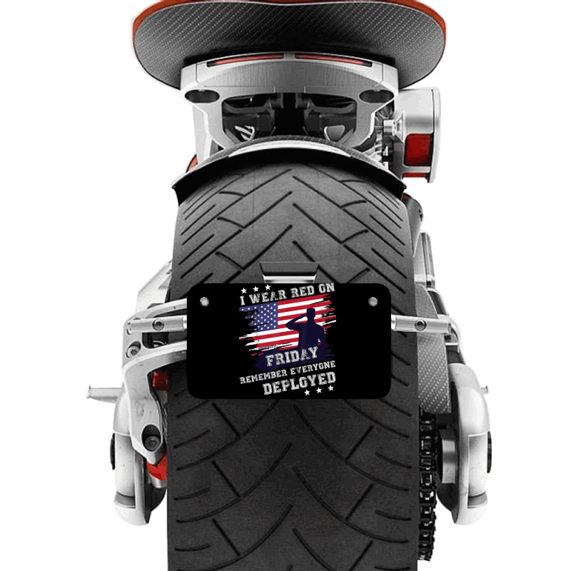 I Wear Red On Friday Remember Deployed American Flag Retro T Shirt Motorcycle License Plate | Artistshot