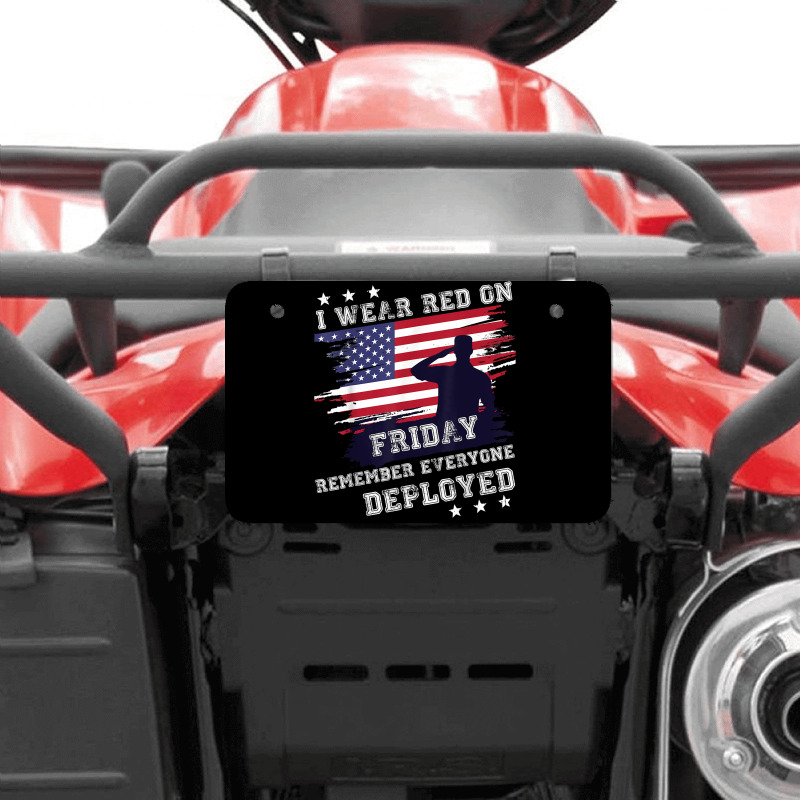 I Wear Red On Friday Remember Deployed American Flag Retro T Shirt Atv License Plate | Artistshot