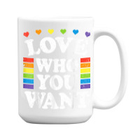 Love Who You Want Rainbow Lgbtq Heart Price Proud Rainbow T Shirt 15 Oz Coffee Mug | Artistshot