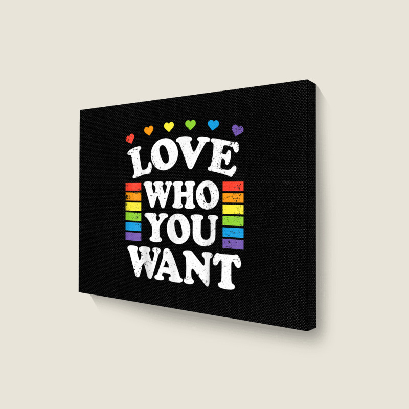 Love Who You Want Rainbow Lgbtq Heart Price Proud Rainbow T Shirt Landscape Canvas Print | Artistshot