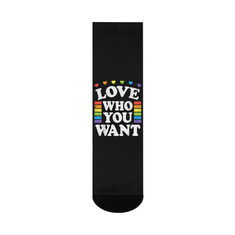 Love Who You Want Rainbow Lgbtq Heart Price Proud Rainbow T Shirt Crew Socks | Artistshot