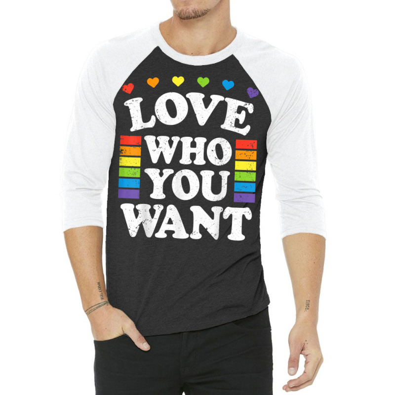 Love Who You Want Rainbow Lgbtq Heart Price Proud Rainbow T Shirt 3/4 Sleeve Shirt | Artistshot